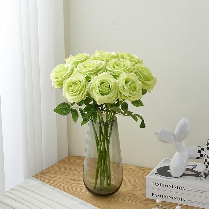 Artificial Rose 10pcs Open Flower Bouquet Faux Rose Stems - Image 2