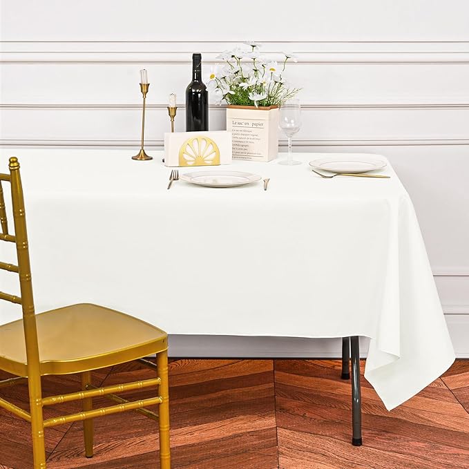 6 Pack Ivory Tablecloths for 8ft Rectangle Tables 60 x 126 Inch - Image 6