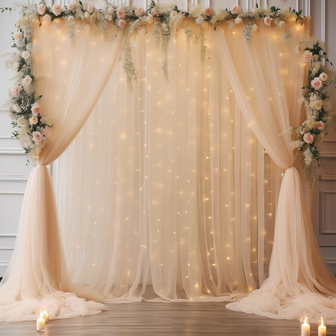 20×10ft Champagne Tulle Backdrop Curtain - Image 6