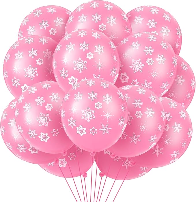 Skylety 40 Pieces Snowflake Balloons Bulk Winter Transparent Snowflake Latex by Skylety