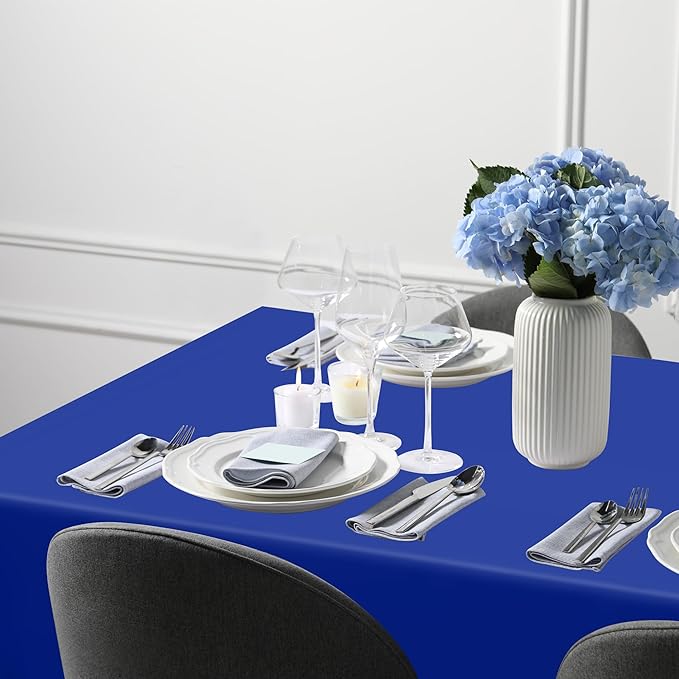 QZYL 4 PCS Blue Tablecloth, 54 x 108 Inches Plastic Table Cloth Disposable - Image 8