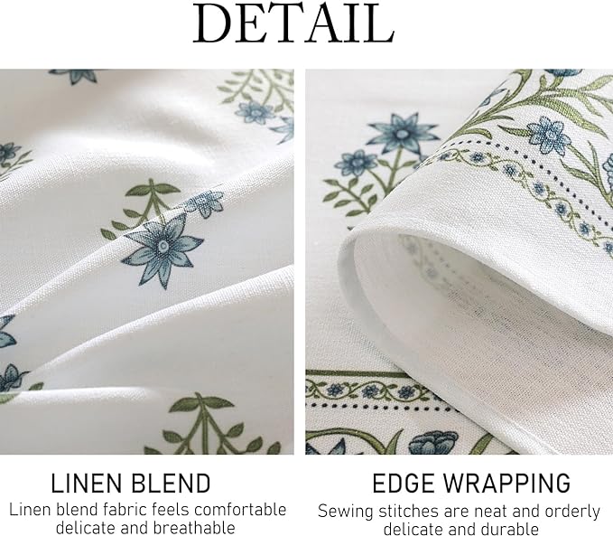 ISAENNE Designer White Linen Round Tablecloth, Chinoiserie Floral Elegant - Image 5