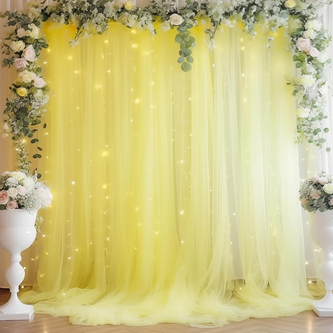10×10ft Yellow Tulle Backdrop Curtain - Image 7