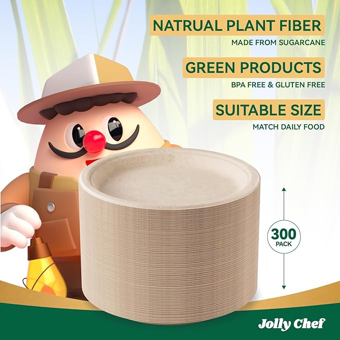 JOLLY CHEF Compostable Heavy Duty Plates   Eco-Friendly Disposable - Image 4