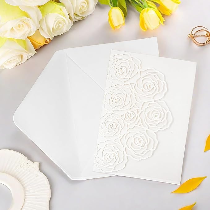 20 Pcs Laser Cut Wedding Invitations Card Pocket - Image 8