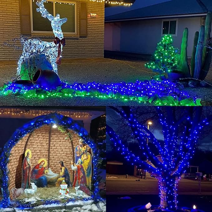 YEGUO 165ft 500 LED Blue Christmas Lights Outdoor Waterproof, 8 Modes Twinkle - Image 5