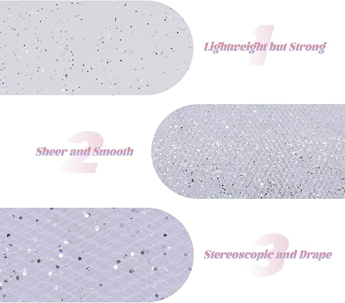 Glitter Tulle Rolls 6” by 50 Yards Sparkle Tulles Fabric Ribbon Sequin Tulle - Image 3