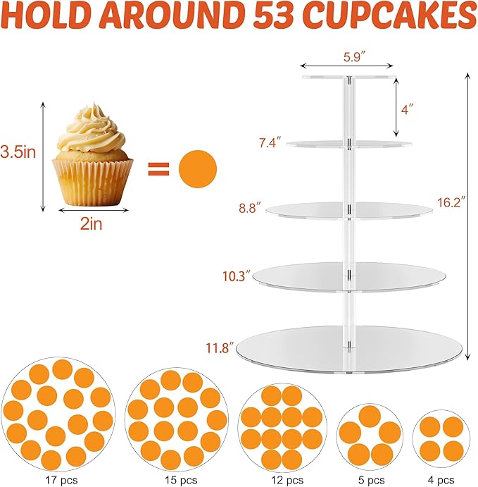 weddingwish 5 Tier Round Cupcake Stand - Image 4