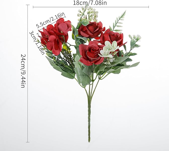 Artificial Flower 5 Branches Artificial Silk Fake Flowers Bouquet Small Roses - Image 2