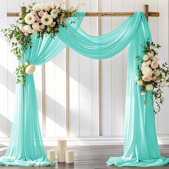 Wedding Arch Draping Fabric 1 Panel 30'' x 18FT Teal Sheer Chiffon Arch Drapery by LINXTAR