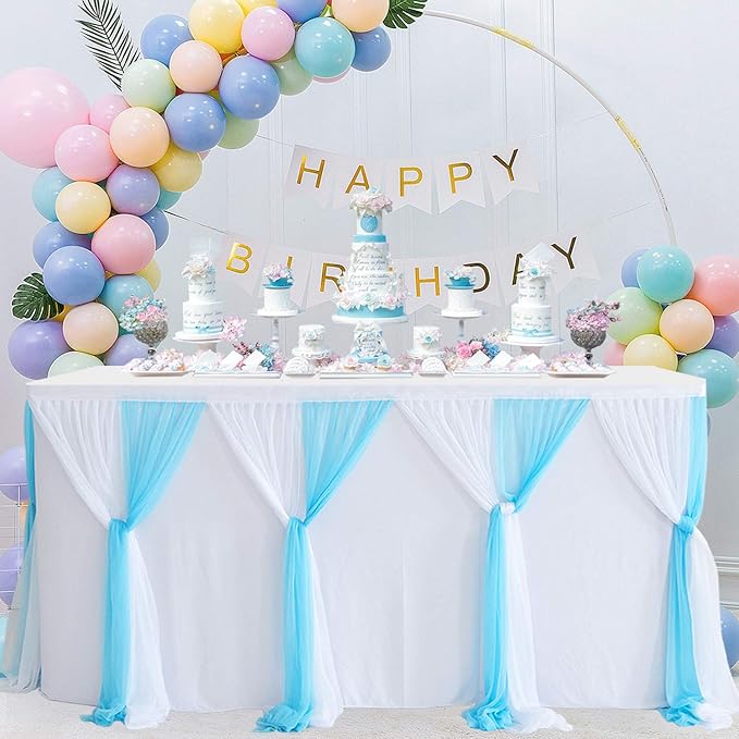 Suppromo Baby Blue Tulle Table Skirt - Image 4