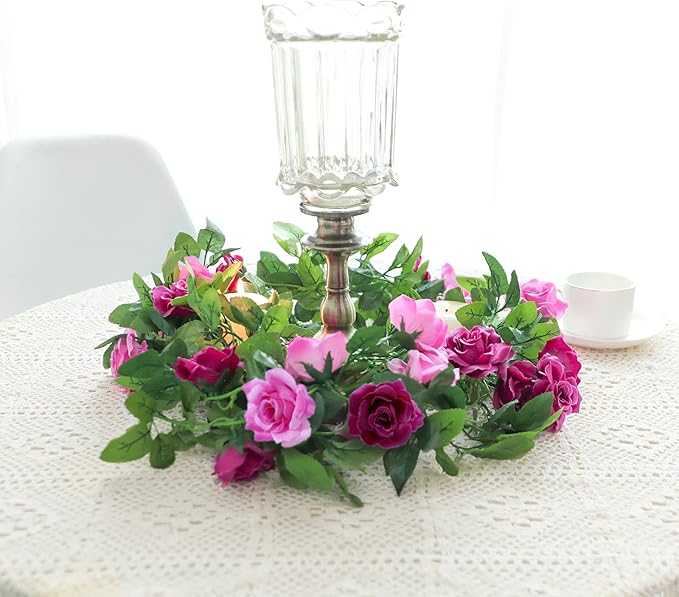 Floweroyal 2 Pack Artificial Flower Garlands 15.8FT Fake Rose Vines Silk - Image 3