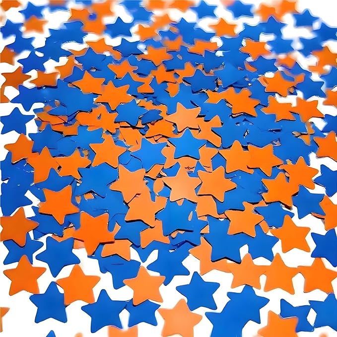 Orange Blue Metallic Foil Star Confetti 0.78inch/2cm 8000Pcs Table Confetti by Unknown