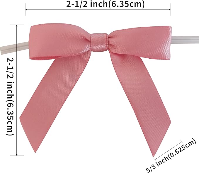 50pcs 2-1/2" Rose Gold Satin Ribbon Bows - Image 3