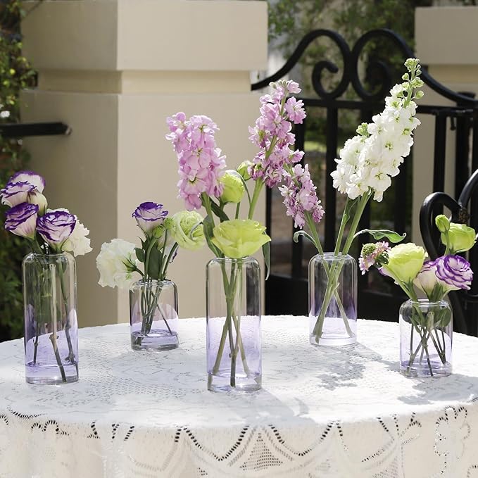 12Pcs Purple Vase Glass Bud Vases Set, Small Vases - Image 3
