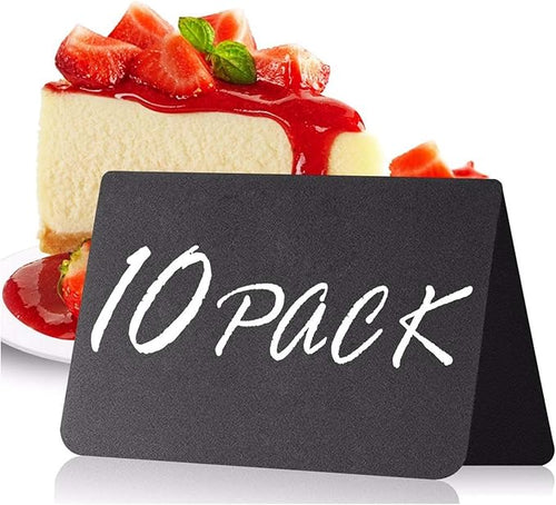 10 Pack Mini Chalkboard Table Tent Signs 4x3 – Reusable Food Labels by Iricus