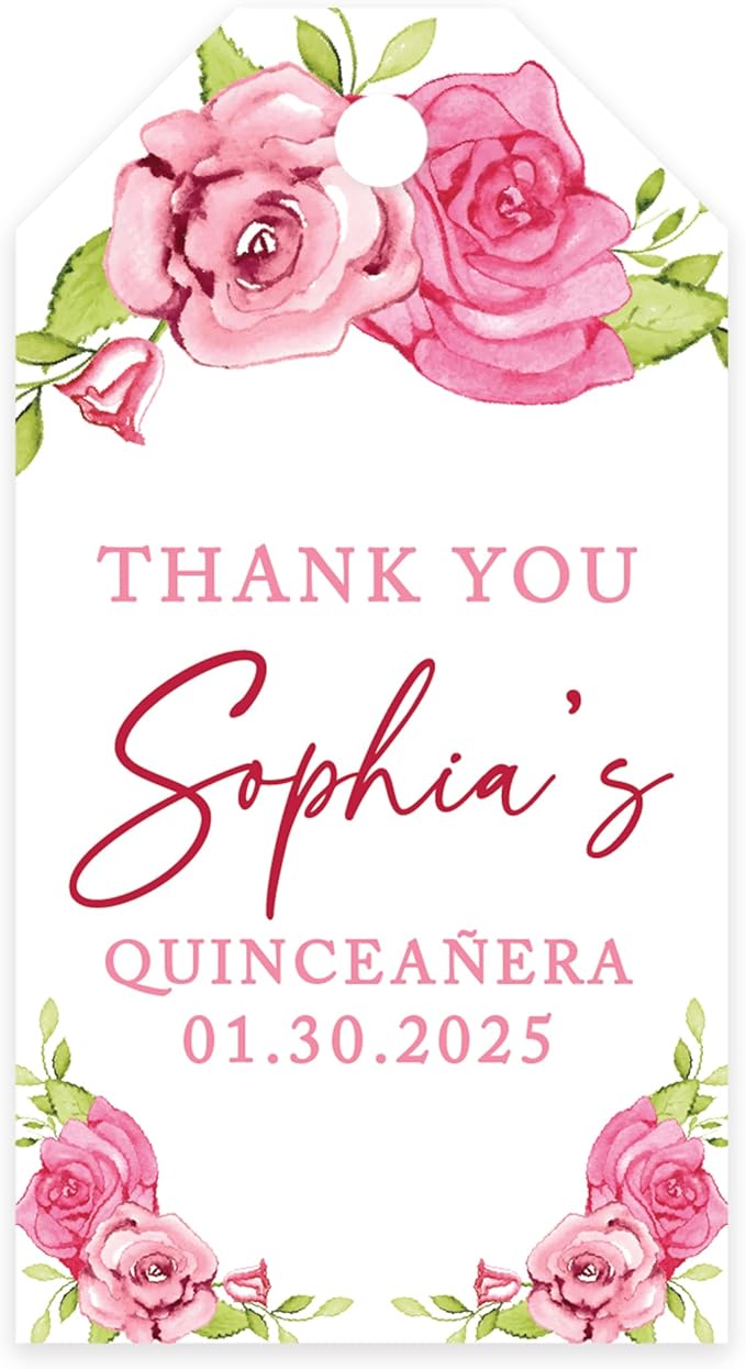 Andaz Press 40-Pack Personalized Quinceañera Favor Tags by AndazPress