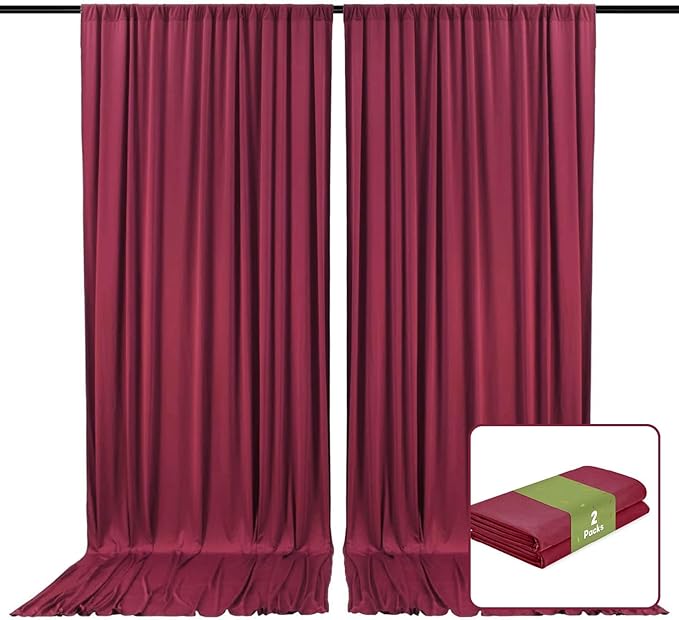 2 Panels Burgundy Backdrop Curtain, 10 x 7 Feet Background Curtains by Zankubom