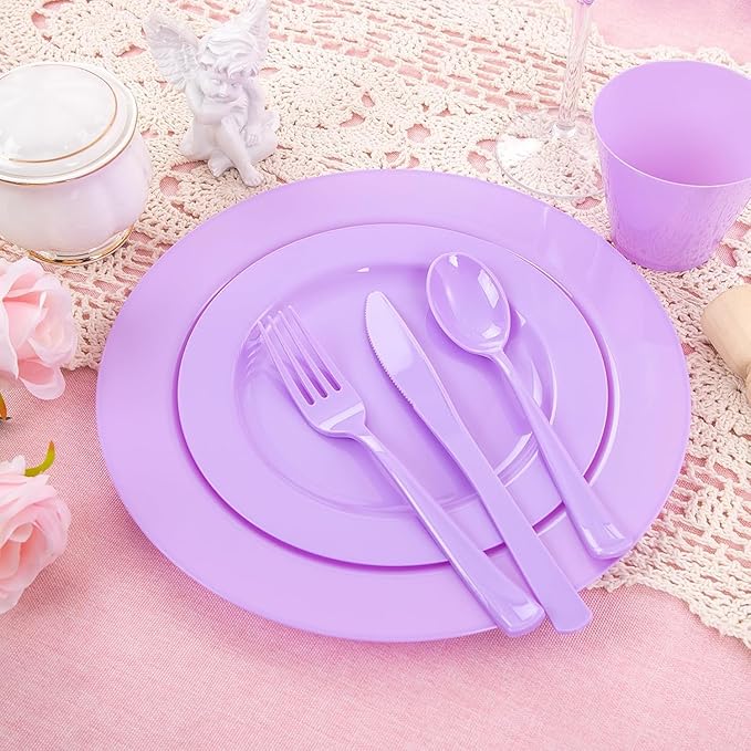 KIRE 150 PCS Purple Plastic Plates - Image 8