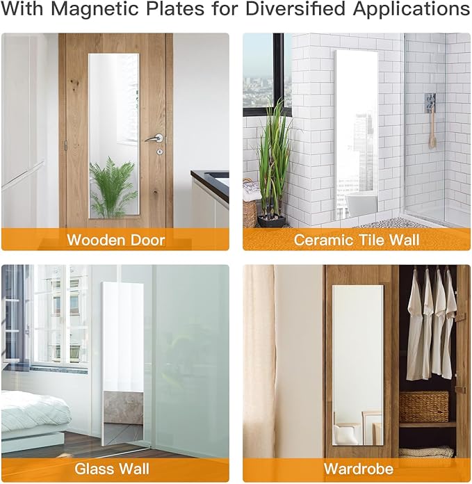 47"x12" Magnetic Mirror Lightweight Full-Length Mirror | Strong Adhesion - Image 6