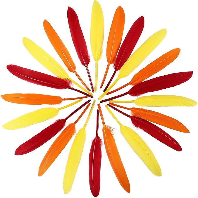 FeelfunFeather 120pcs Colorful Feathers Natural Bulk, 4-6 inch 10-15cm Red - Image 3