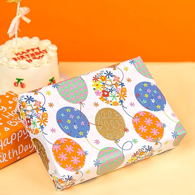 LeZakaa Reversible Birthday Wrapping Paper Roll - Image 2