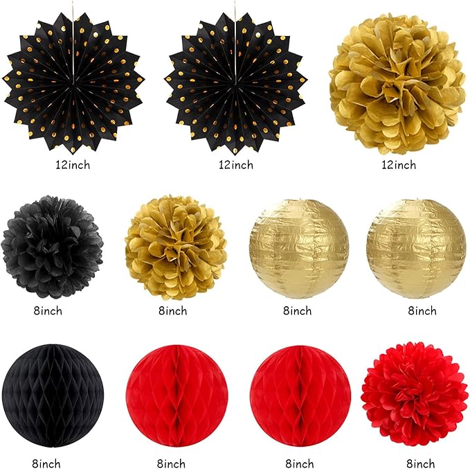 Red-Black Gold Casino-Theme Birthday Party-Decorations - Image 2