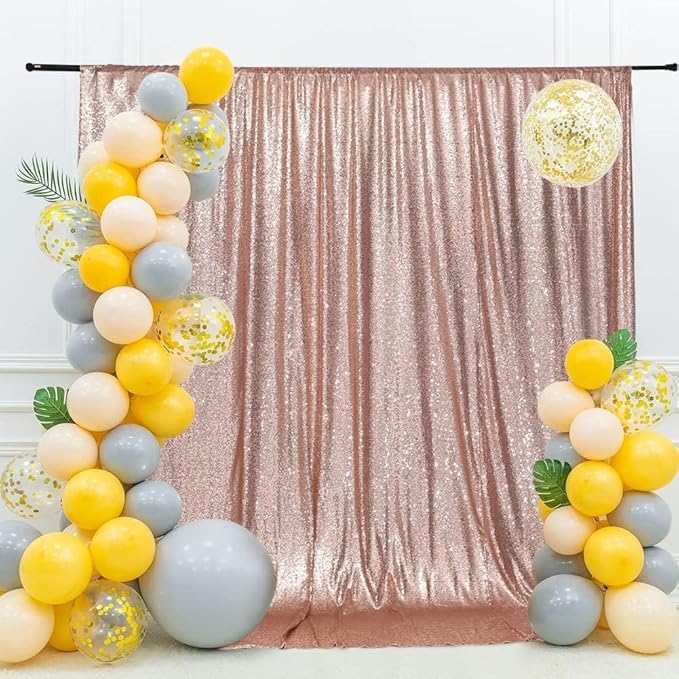 Eternal Beauty Rose Gold Sequin Backdrop, 20x10 Ft Glitter Background Curtains - Image 4