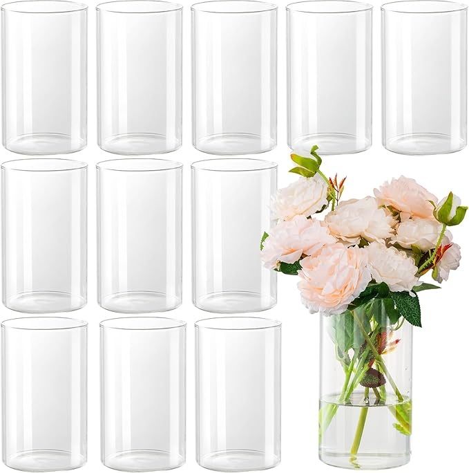 12pcs Glass Cylinder Vases for Centerpieces by Unknown