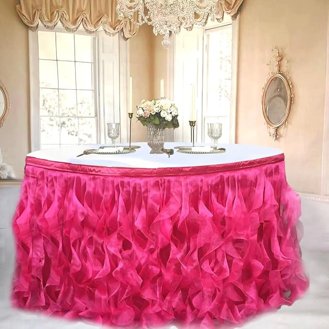 Luxury Organza Mesh Table Skirt Draping Floating Romance - Image 2