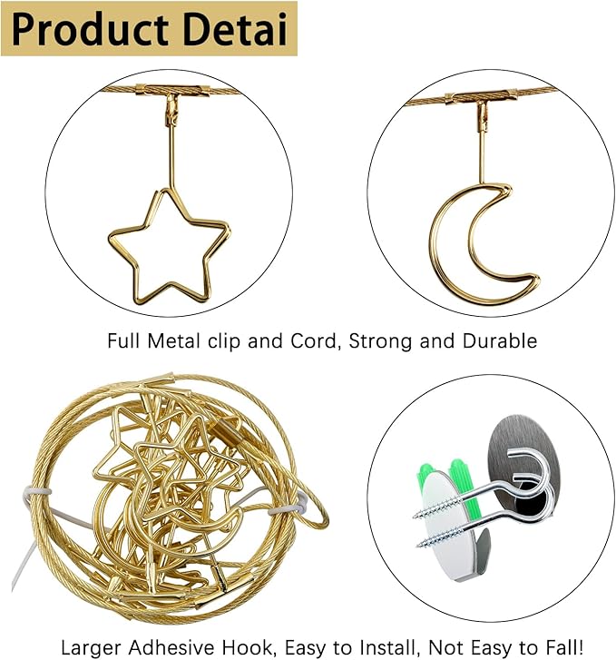 2 Pack Chain Photo Clip Hanging Photo Display Wall Photo Display Metal Photo - Image 2