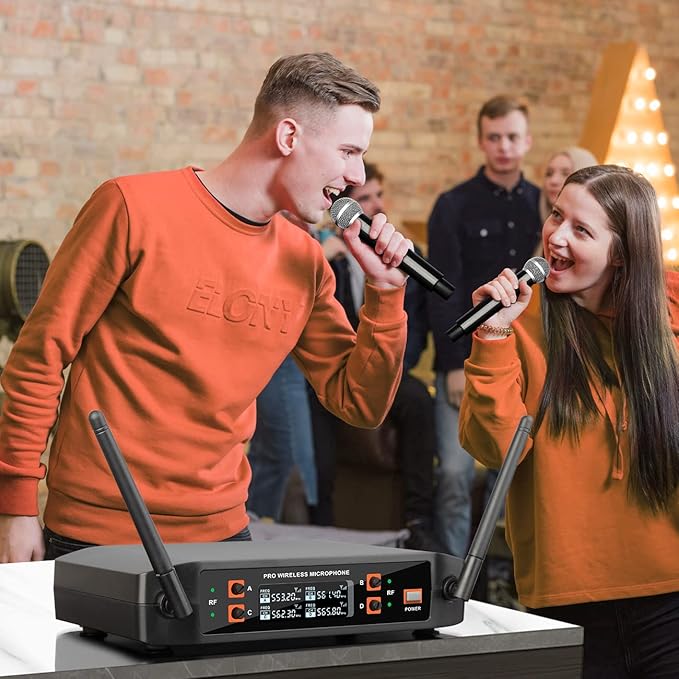 Depusheng DX4 Wireless Microphone, Professional 4 Channels Karaoke Handheld - Image 5