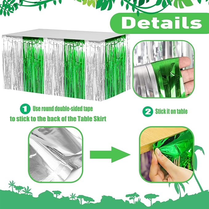 4 Pack 29x108 Inch Metallic Foil Fringe Tinsel Table Skirts - Image 3