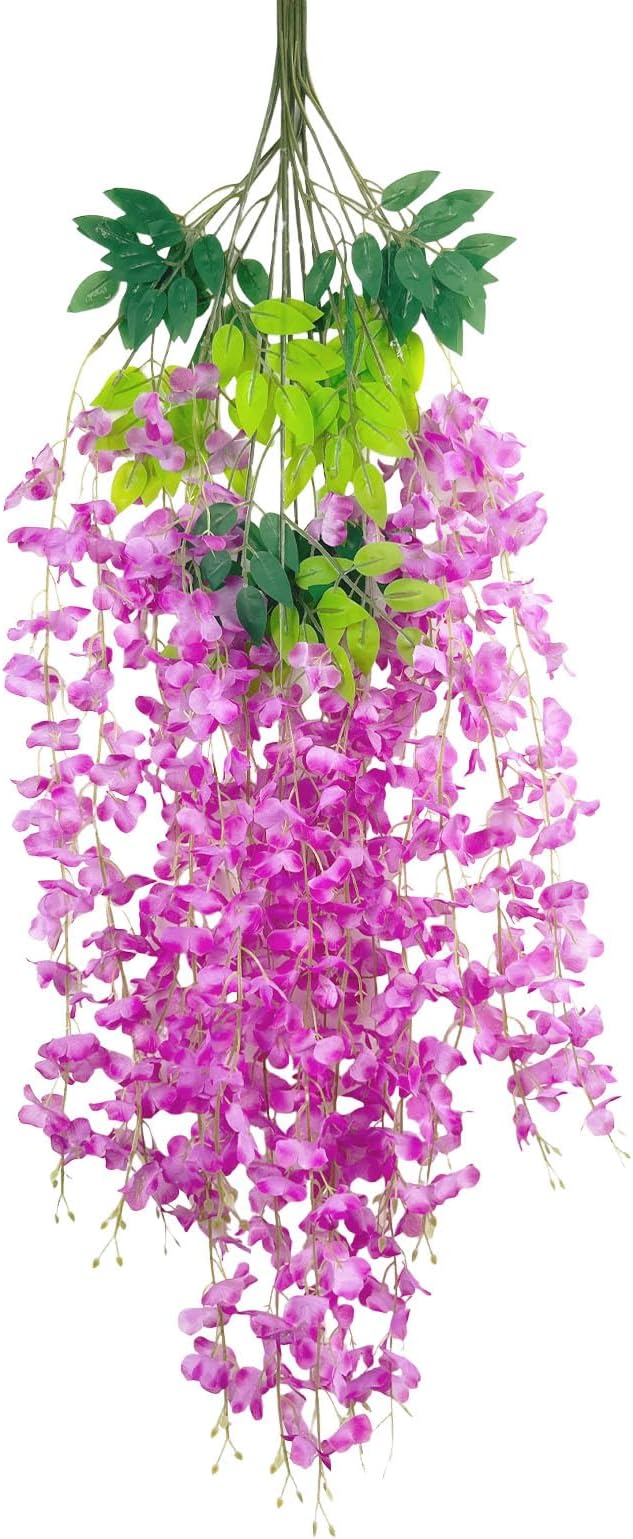 5 Pack Purple Red Wisteria Hanging Flowers Garland, 3.77 Feet Artificial Flower by Luerbi