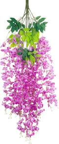 5 Pack Purple Red Wisteria Hanging Flowers Garland, 3.77 Feet Artificial Flower by Luerbi
