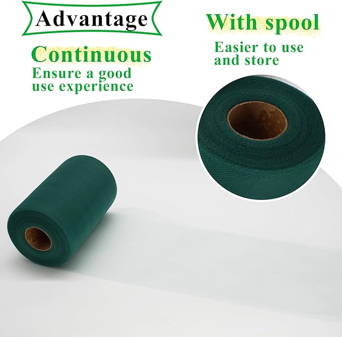 Hunter Green Tulle Fabric Rolls 6 Inch by 100 Yards Fabric Spool Tulle Ribbon - Image 3