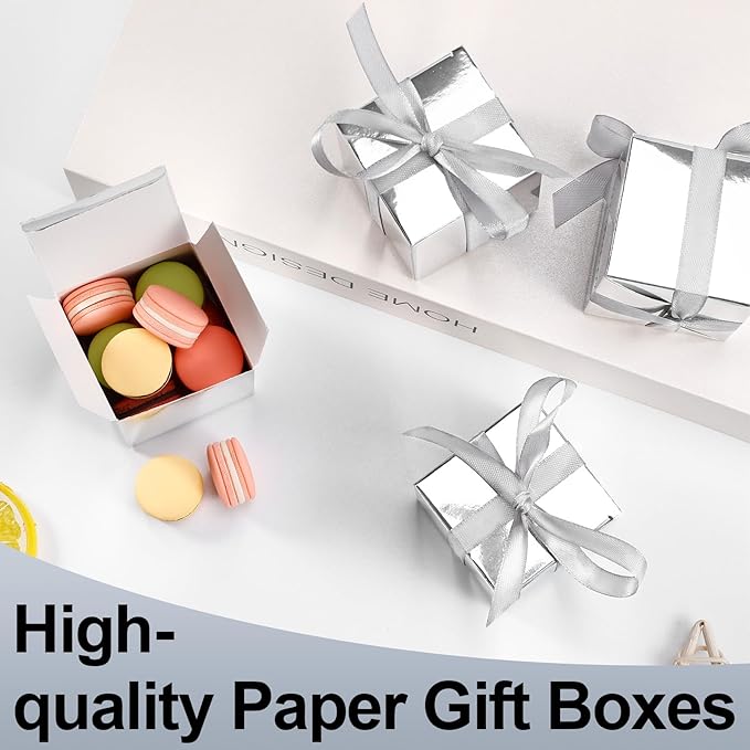 COCPOK 50 Pack Silver Gift Boxes, Small Candy Boxes - Image 6