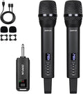 Dual Rechargeable Wireless Microphones, Pro Handheld Cordless Mics System by ZERFUN