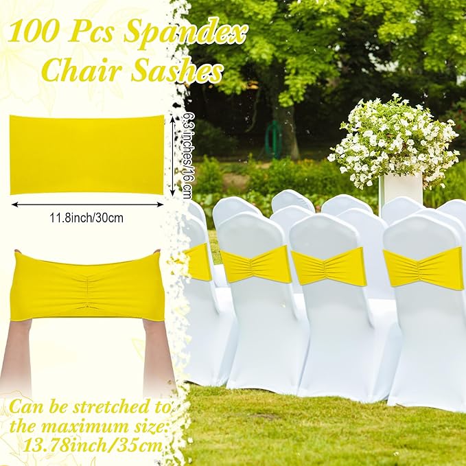 Moukeren 100 Pcs Spandex Chair Sashes Bows Bands Slider Sashes - Image 2