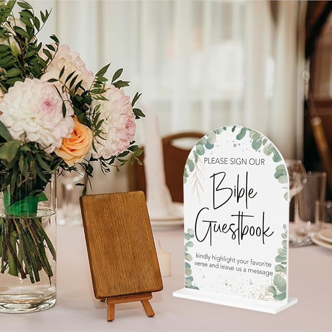 Boho Wedding Bible Guest Book Sign Our Bible Wedding Sign Acrylic Arch Wedding - Image 5
