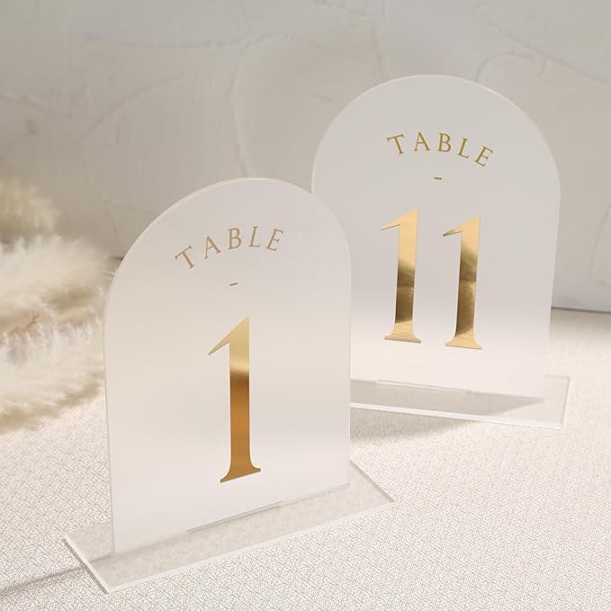 UNIQOOO Frosted Arch Wedding Table Numbers 1-15 w/Stands, Decoration, - Image 2