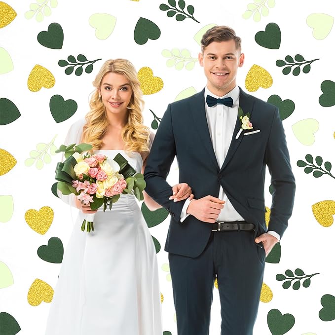 200PC Sage Green Heart Confetti - Image 4