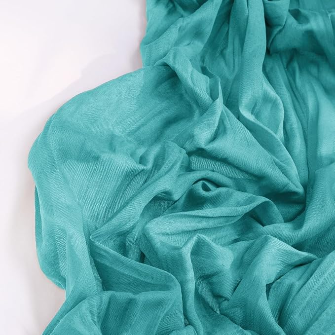Teal Green Cheesecloth Table Runner Fall Table Runner Boho Gauze 120 Inches - Image 3