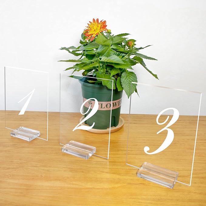 Acrylic Sign Holders, Table Numbers Display Stands, - Image 3