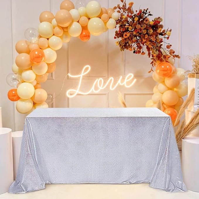 Fitable Silver Sequin Tablecloth by Fitable