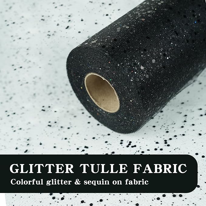 Glitter Tulle Rolls, 6” by 50 Yards Sparkling Tulle Spool Ribbon Sequin Tulle - Image 3