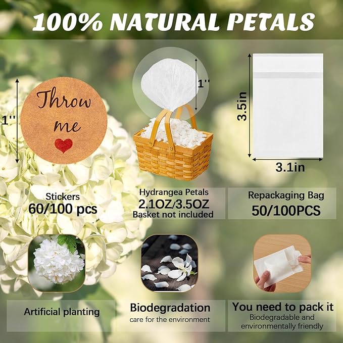 Biodegradable Confetti, Dried Hydrangea Flower Petals - Image 2