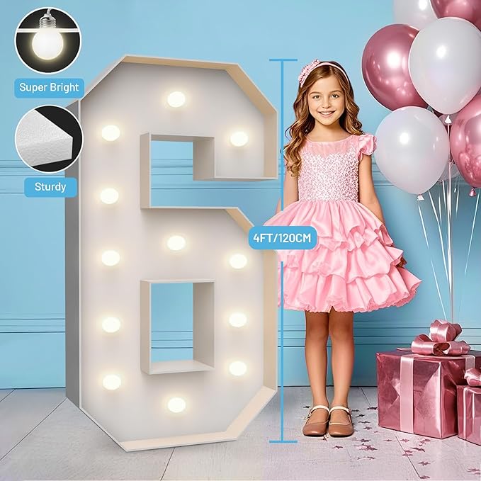 4FT Marquee Light Up Numbers 6, Party Decoration Large Marquee Light Up Letters - Image 3