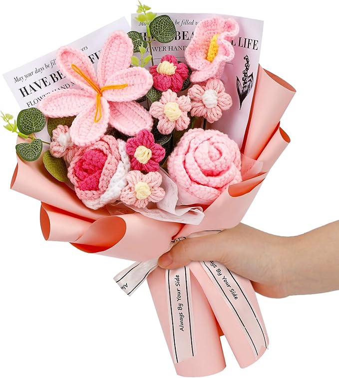 Crochet Flowers Bouquet, Handmade Knitting Crochet Flowers, Tulips Flower and by KOGYXE