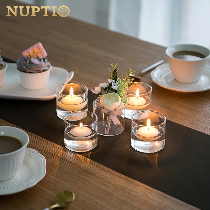 NUPTIO Clear Tealight Candle Holders: Set of 24 Glass Votive Holders Bulk - Image 5